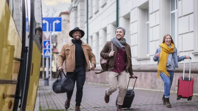 Young Adults Travelling Winter Time