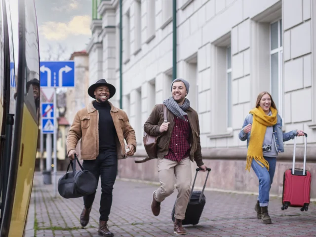 Young Adults Travelling Winter Time