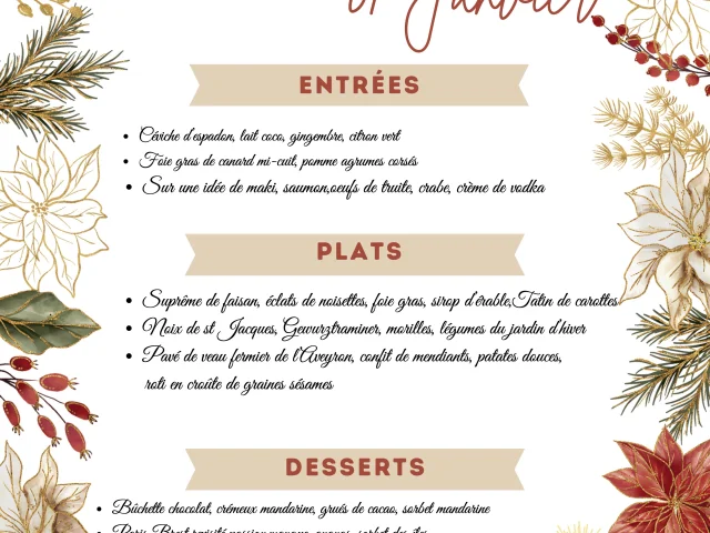 Menu Dejeuner 01 Janvier